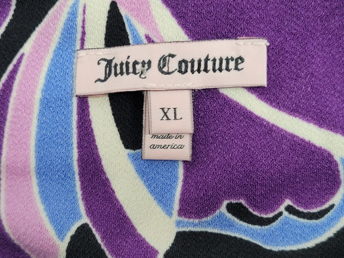 Juicy Couture Floral Glamour Print Dress XL Womens Cut-Out Long Sleeve Purple - Picture 7 of 8