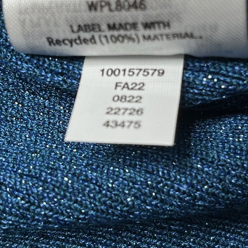 INC International Concepts Sweater L Cold Shoulder Ribbed Knit Metallic Teal NEW - Picture 10 of 11
