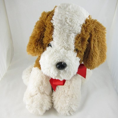brown and white stuffed dog