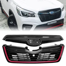 Red Trim Front Bumper Upper Grille Fit 2019 2020 2021 Subaru Forester Sport New