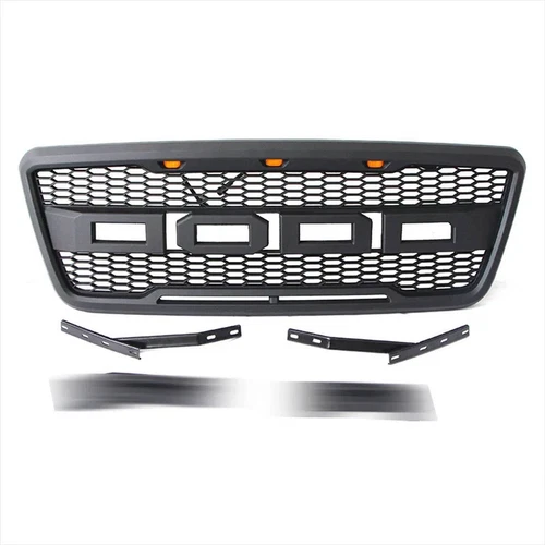 For F150 2004-2008 With LED Lights Front Bumper Honeycomb Air Grille Black - Picture 3 of 4