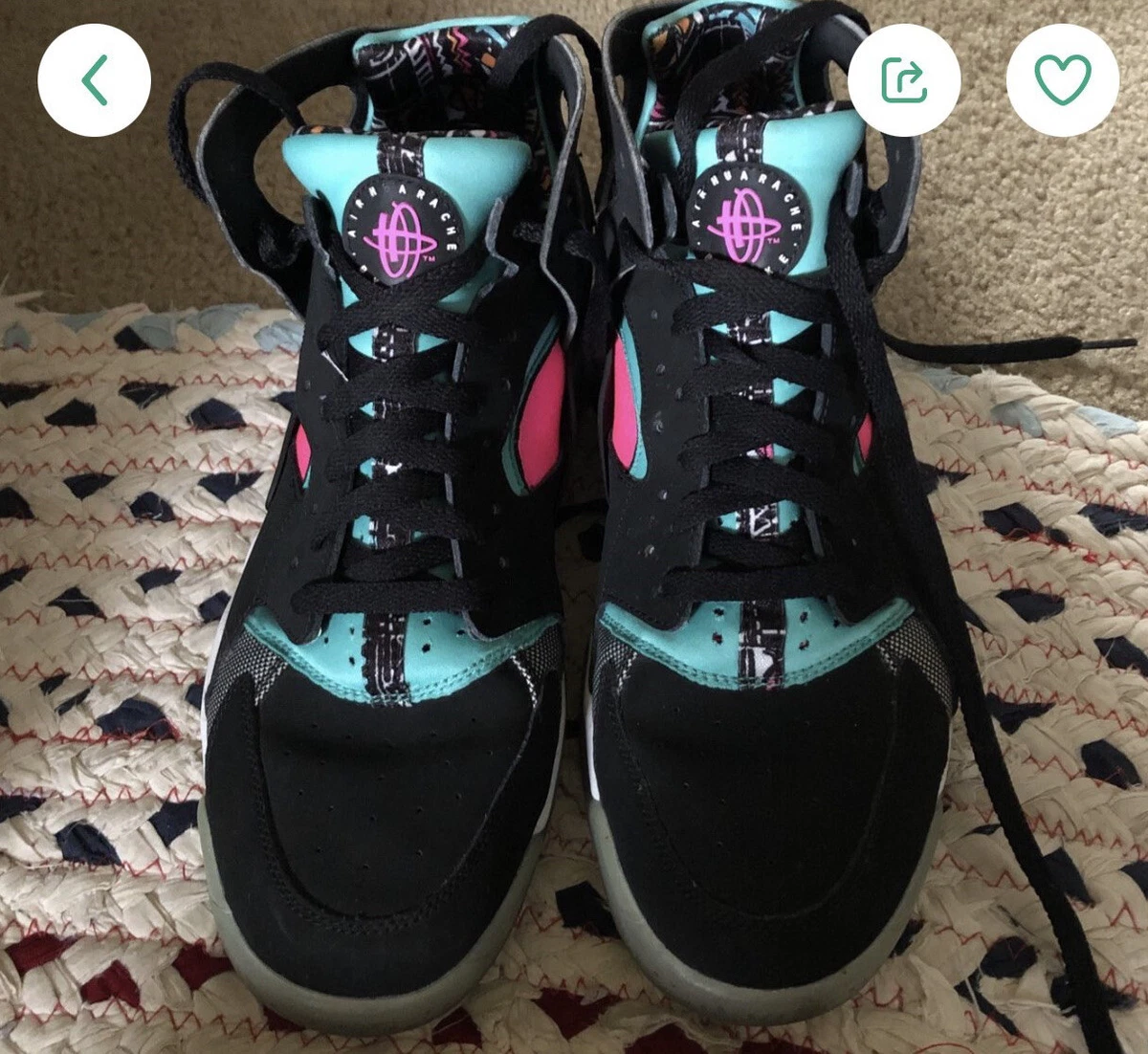 Nike Air Flight Huarache South Beach Black Pink Turquoise eBay