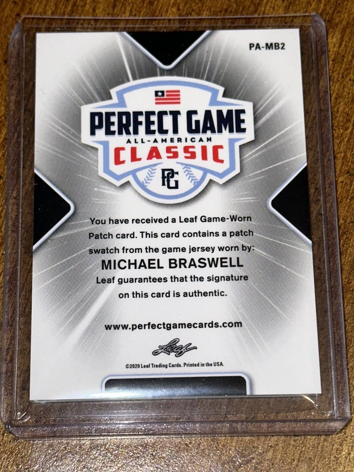 MICHAEL BRASWELL 2020 Leaf Perfect Game AUTOGRAPH PATCH #15/16 GAMECOCKS LSU - Image 3 of 3