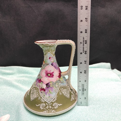 Antique Nippon Japanese Porcelain Hand Painted Moriage Ewer/Pitcher with Handle - Picture 15 of 19