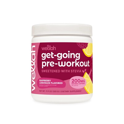 NEW Wellah Get-Going Pre-Workout Drink Mix - Raspberry Lemonade - 200mg