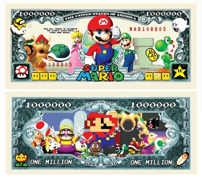 Pack of 250 Super Mario Bros Nintendo Million Dollar Bill