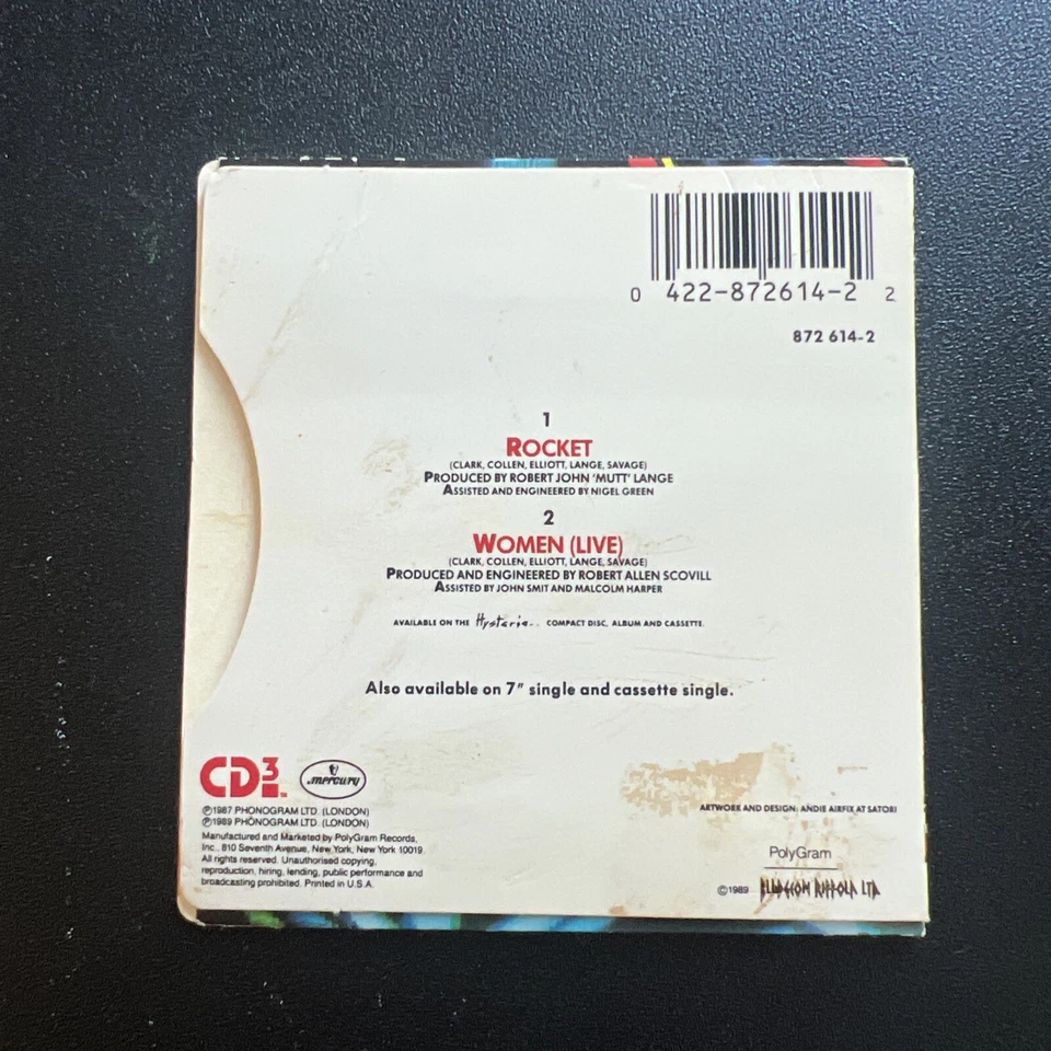 Def Leppard 3" inch Mini CD Single 1989 ROCKET WOMEN CD3 Tested Foto 3 de 4