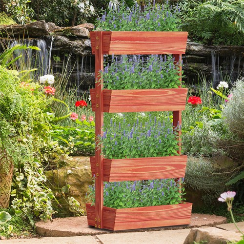 Vertical Garden Planter 4 Tier Planter Box for Outdoor Flowers Vegetable Herbs - Picture 5 of 16