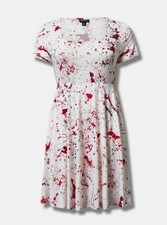 Torrid Halloween Horror Mini Dress  Blood Splattered White Red NWT New 0X