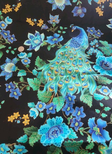 Timeless Treasures Fabrics Inc. "Plume" CM8662 42"x1.75 Yds. Peacock 12" Long