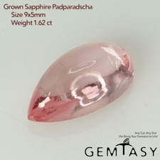 Cut stone - Sapphire Padparadscha Czochralski (Pulled) lab grown 9x5mm 1.4-1.6ct