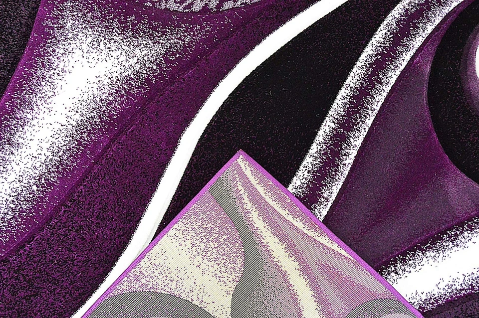 Первоклассный резной современный абстрактный ковер 1504 5 футов 3 дюйма x 7 футов 6 дюймов фиолетовый - Изображение 2 из 4