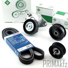 BOSCH Keilrippenriemen + INA Riemenspanner + Rollen für Mercedes C E-Klasse