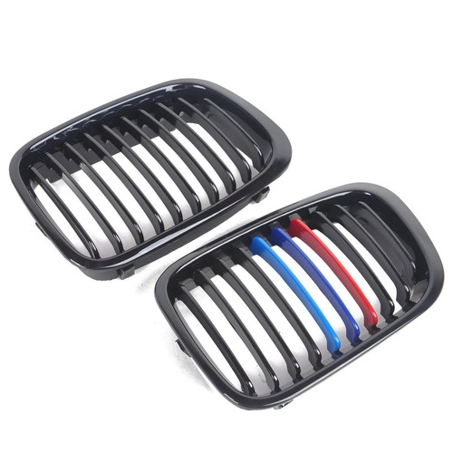 1998-2001 For BMW E46 Sedan 4D 325i 328i Front Kidney Grill M-Color Gloss Black - Picture 4 of 5
