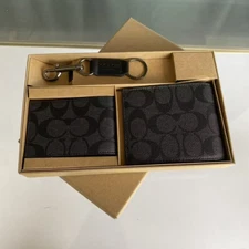 MEN'S 3 IN 1 WALLET BOXED GIFT SET IN SIGNATURE CANVAS BLACK