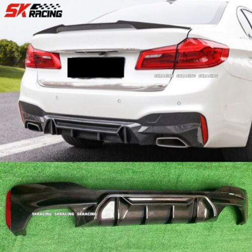 Difusor alerón parachoques trasero fibra carbono real para BMW G30 540i 2018-2022 - Imagen 2 de 17