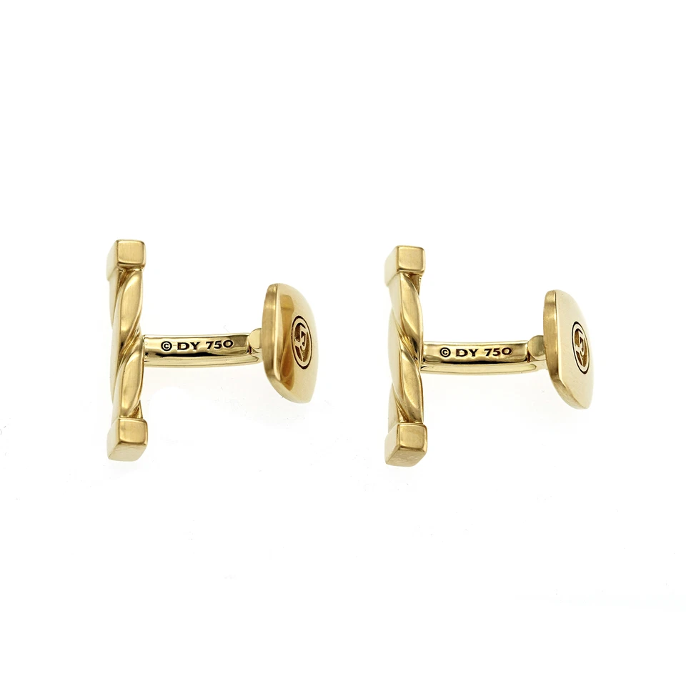 Auténticos gemelos David Yurman de oro amarillo de 18 quilates con cable giratorio Foto 2 de 4