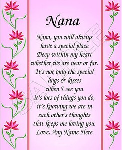 special nana personalized print poem memory birthday
