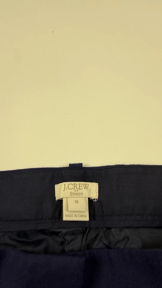 Pantalones de vestir J.Crew para mujer 10 azul marino bielástico mezcla de lana estilo pantalón 53528 Foto 3 de 4