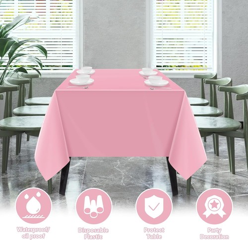 OHOME 4 Pack Plastic Table Cloth Disposable,Pink Tablecloth - Pink - Picture 3 of 8