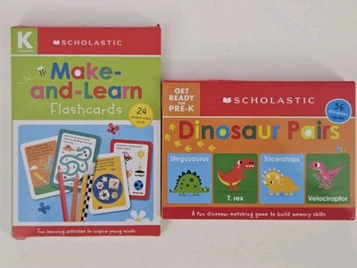 Scholastic Pre K Dinosaur Pairs & Kindergarten Make & Learn Flashcards