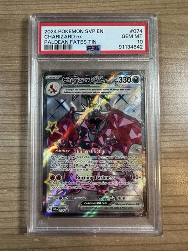 Charizard Ex 2024 Pokemon Paldean Fates Tin Black Star Promo #074 PSA 10