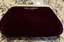 Dolce & Gabbana Clutch Purse Pour Femme Burgundy Velvet Lined Kiss Lock Bag