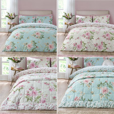 Catherine Lansfield Avebury Floral Duck egg Duvet Cover Set Bedding Set