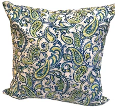Waverly Paisley  Cotton Print 18" x 18" Zippered Toss Pillow Cover