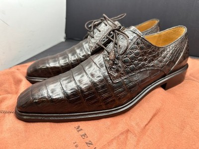 Mezlan Size 10 M Crocodile  Brown Lace Up Spain Dress Shoes MEN'S