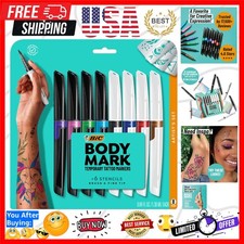 Temporary Tattoo Markers for Skin, Artist's Set, Mixed Tip, 8-Count Pack of A...