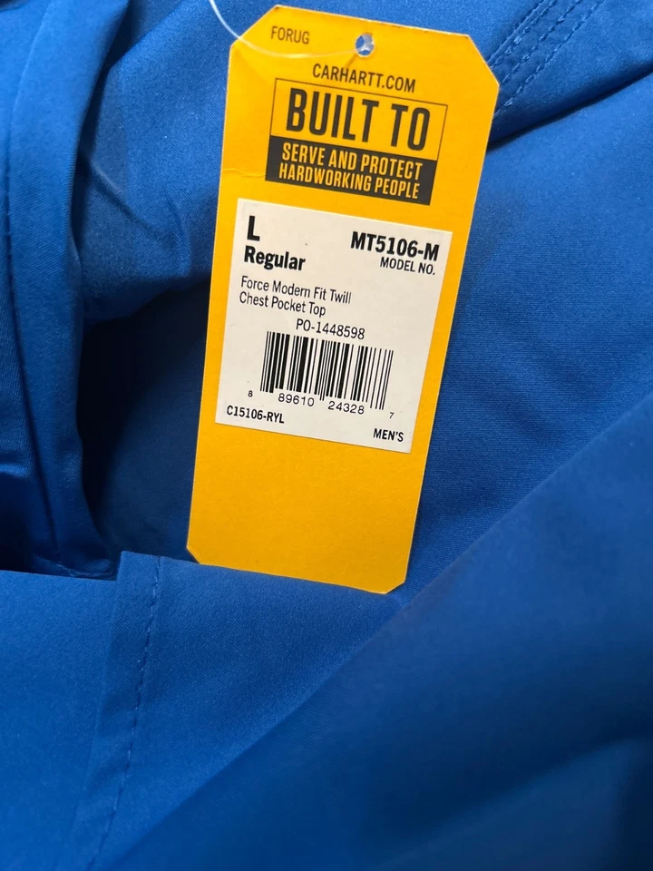 2 Pack Carhartt Men’s V-Neck Scrub Top Modern Fit Royal Blue MT5106-L NWT NEW - Image 3 of 3