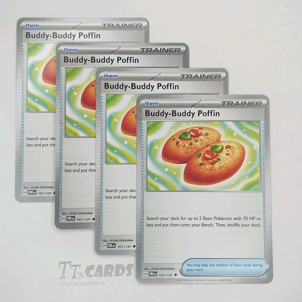 Buddy-Buddy Poffin 101/131 x4 Playset 4x Pokemon TCG SV Prismatic Evolutions PRE