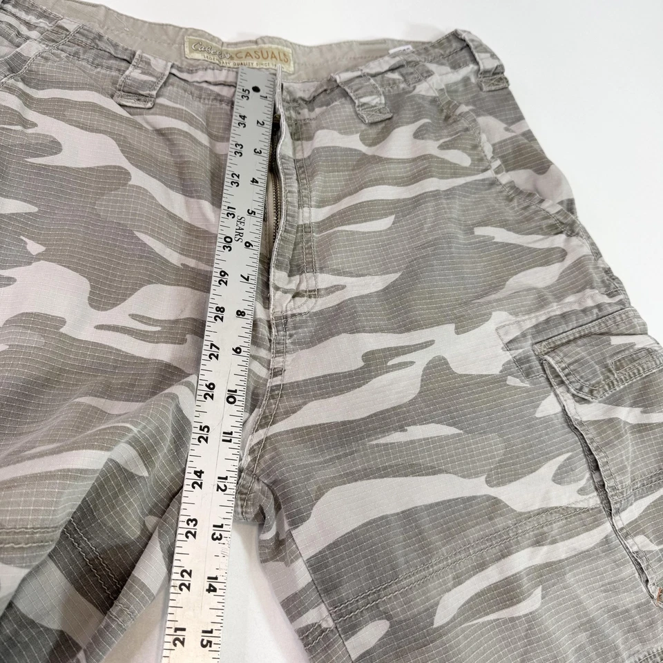 Shorts Cabelas Cargo Masculino 2XL Cinza Camuflado Ripstop Outdoor Casual Bolsos Algodão - Imagem 3 de 4