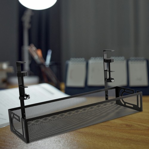 Under Desk Cable Management Tray Wire Management No Drill Cable Tray with Clamp - 第 9/12 張圖片