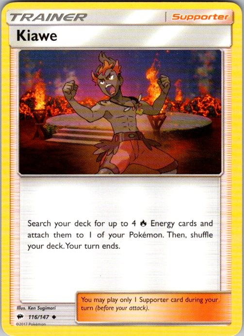 Kiawe 116/147 Uncommon Burning Shadows Pokemon Lightly Played