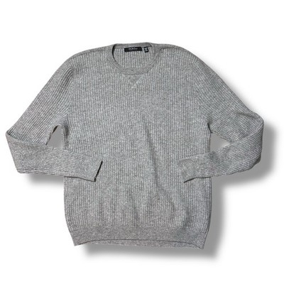 Saks Fifth Avenue Mens 100% Cashmere Gray Waffle Knit Sweater XXL (RUNS SMALL)