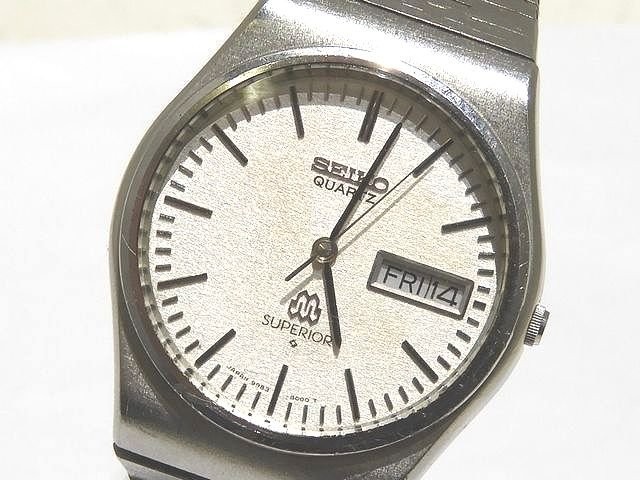Seiko Superior 9983 8000 Quartz Watch Silver Day Date