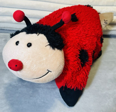 Pillow Pets Ms. Lady Bug Large 18''  Red Black Polka Dots Exc Condition