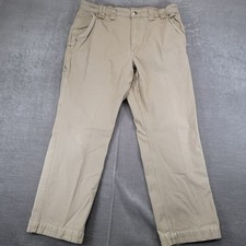 Duluth Trading Flex Fire Hose Work Cargo Pants Khaki Mens Actual Sz 35x29 Cotton