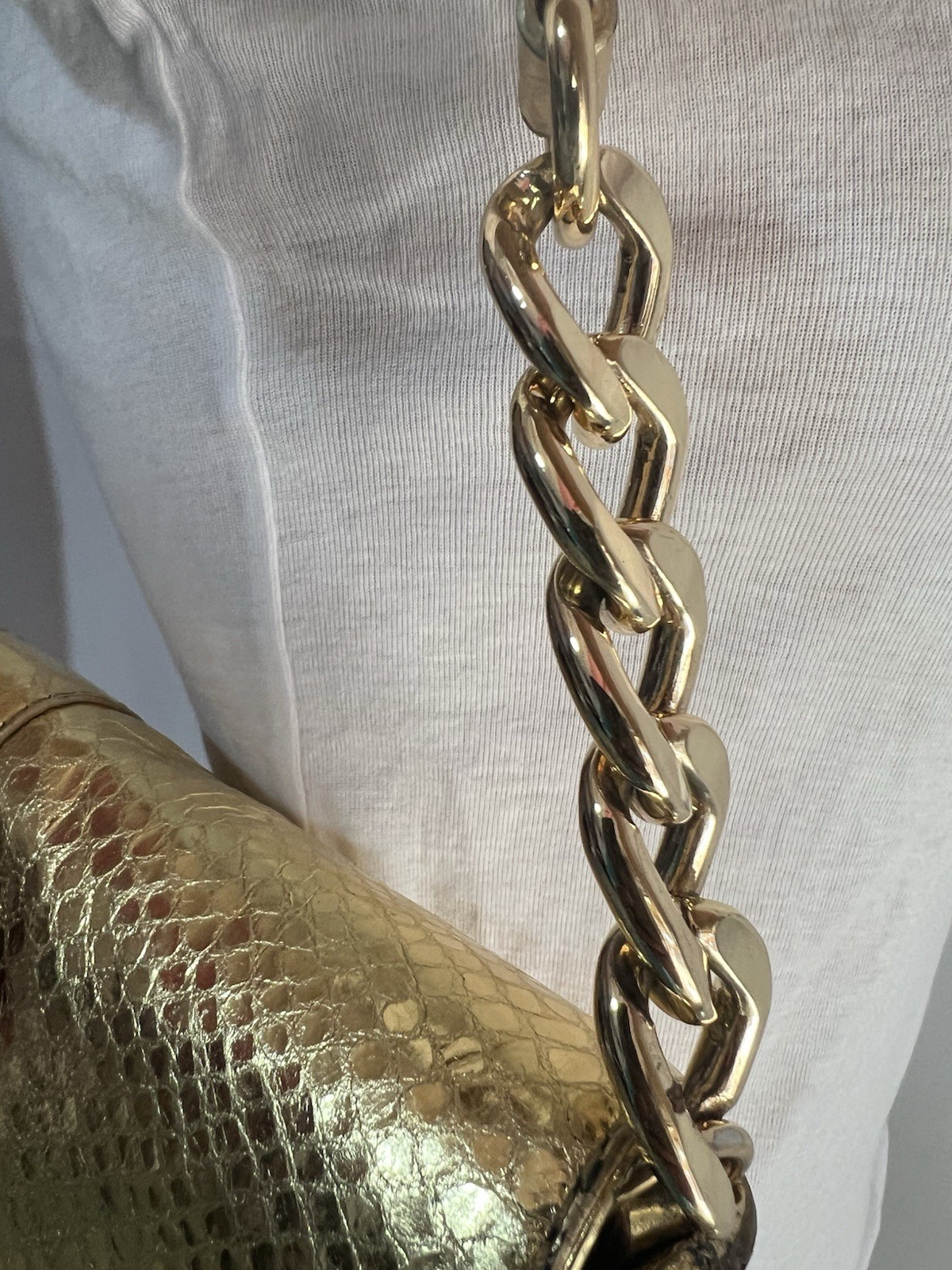 Michael Kors Gold Soft Python Leather Fulton Smal… - image 3