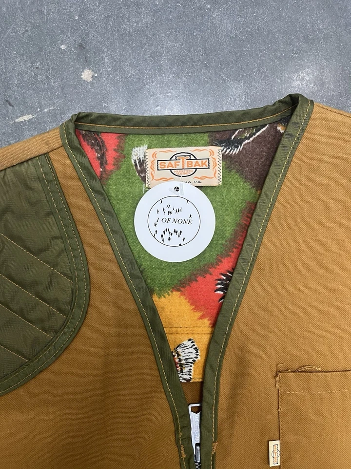 Chaleco de Lona SafTBak Años 70/80 De Colección - Caza de Faisanes - Marrón/Verde - GRANDE XL Foto 2 de 3