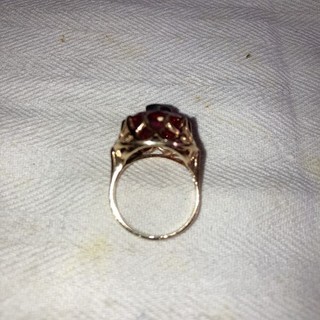 Vintage Diamond & (Synthetic) Ruby Ring w/ 14k Gold Band