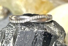 Sweet Sterling Silver  Diamond Band / Ring Sz 7