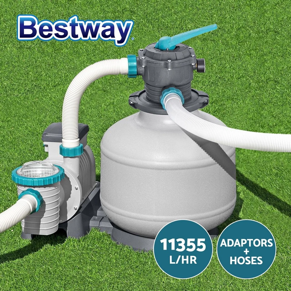 Bestway Pool Pump Sand Filter 3000GPH 11355L/H Swimming Pools Flowclear Filters