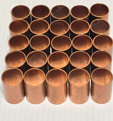 25 Pcs 1/2" Straight Copper Coupling Fitting Less Stop C x C, 1" Long.