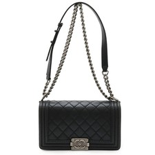 Chanel Boy Chanel Soft Calf Shoulder Bag Women Black One Size