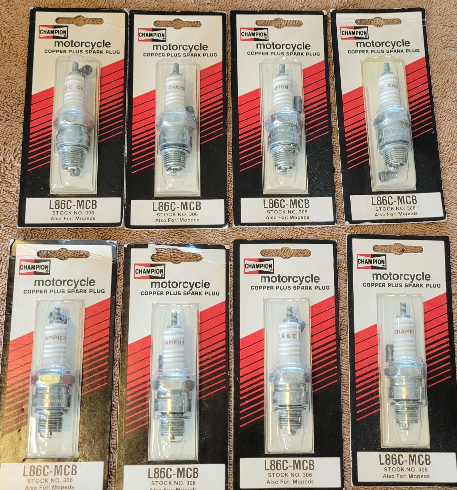 Champion L86C-MCB Copper Plus 306 Motorcycle Moped Spark Plug NOS 8 Individual 