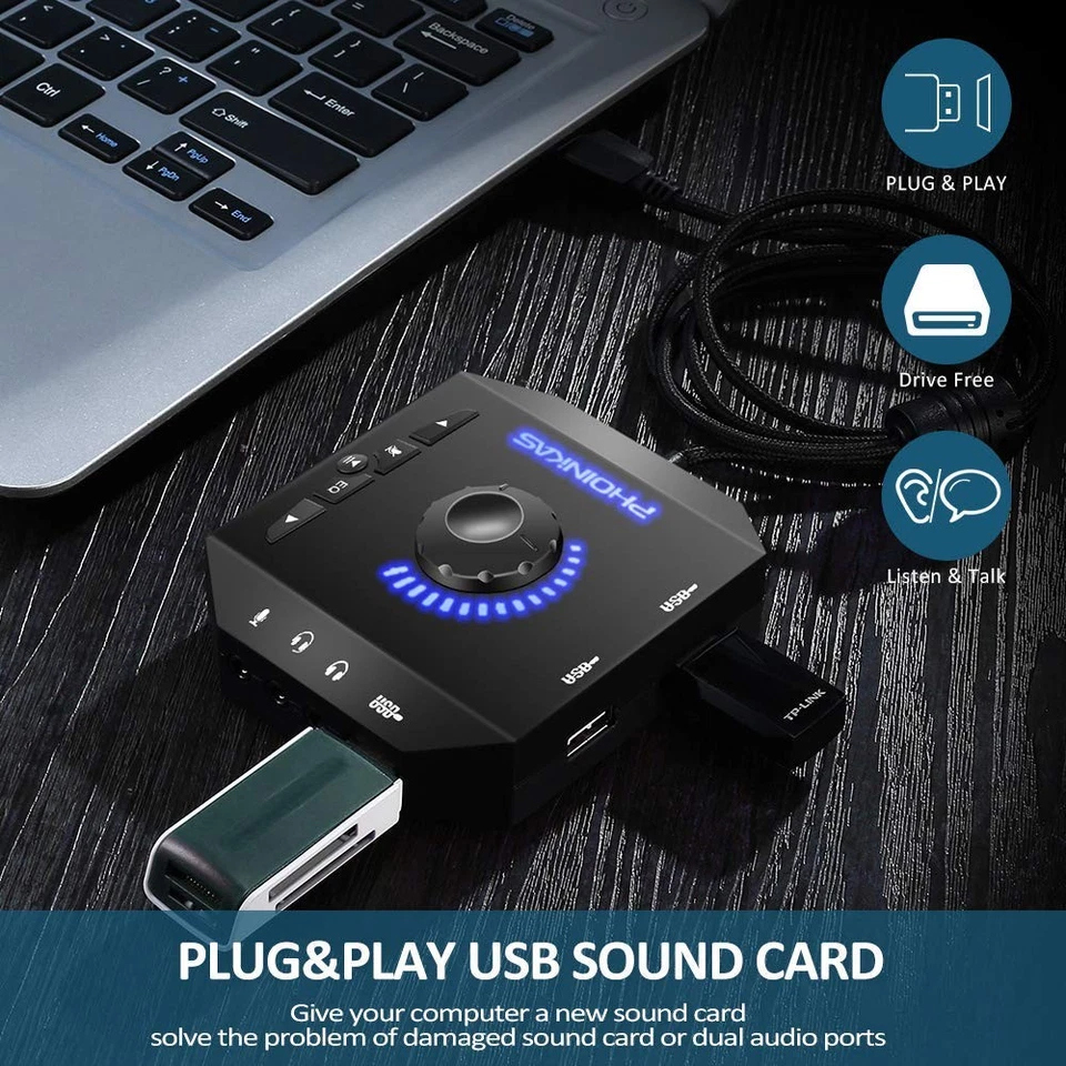 Scheda Audio Esterna Adattatore Microfono USB con Jack per Cuffie da 3,5 mm - Immagine 2 di 4