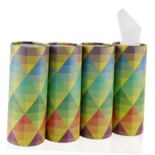 SINGARO Car Tissue Holder, 4 Pack Car Cup Holder Facial Tissues Yellow-Green